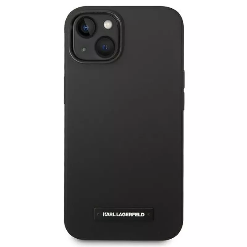 Karl Lagerfeld KLHMP14MSLMP1K Capa rígida de silicone Plaque MagSafe para iPhone 14 Plus / 15 Plus 6,7