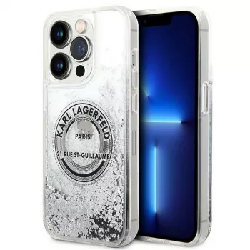 Karl Lagerfeld Capa rígida Liquid Glitter RSG Silver para iPhone 14 Pro 6,1