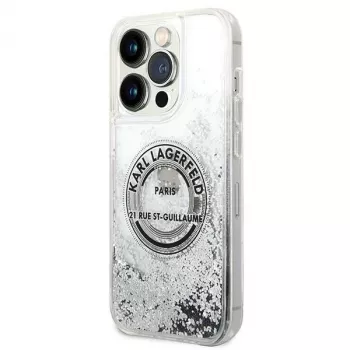 Karl Lagerfeld Capa rígida Liquid Glitter RSG Silver para iPhone 14 Pro 6,1