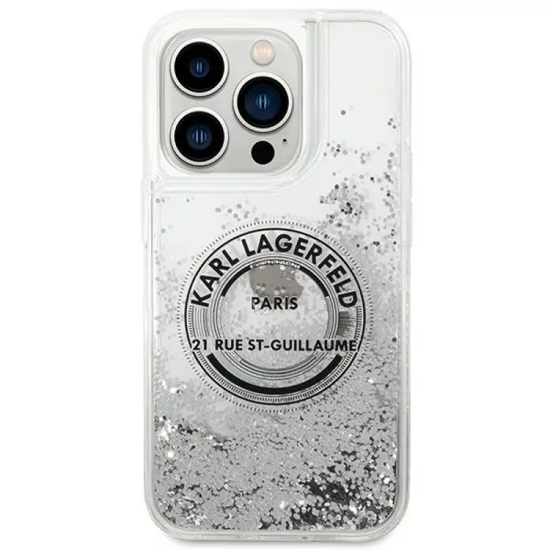 Karl Lagerfeld KLHCP14XLCRSGRS Capa rígida Liquid Glitter para Apple iPhone 14 Pro Max 6,7