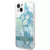 Guess GUHCP14SLFLSN Capa rígida Flower Liquid Glitter para Apple iPhone 13 / 14 / 15 6,1 inch - verde