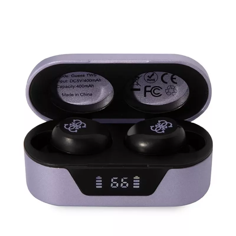 Guess GUTWST31EU Auscultadores True Wireless Stereo Bluetooth 5.3 com estojo de carregamento - roxos