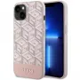 GUESS Capa rígida para iPhone 13/14/15 rosa GCube Stripes MagSafe