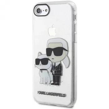 Karl Lagerfeld KLHCI8HNKCTGT Capa rígida transparente Glitter Karl & Choupette para iPhone 7/8/SE 2020 / SE 2022