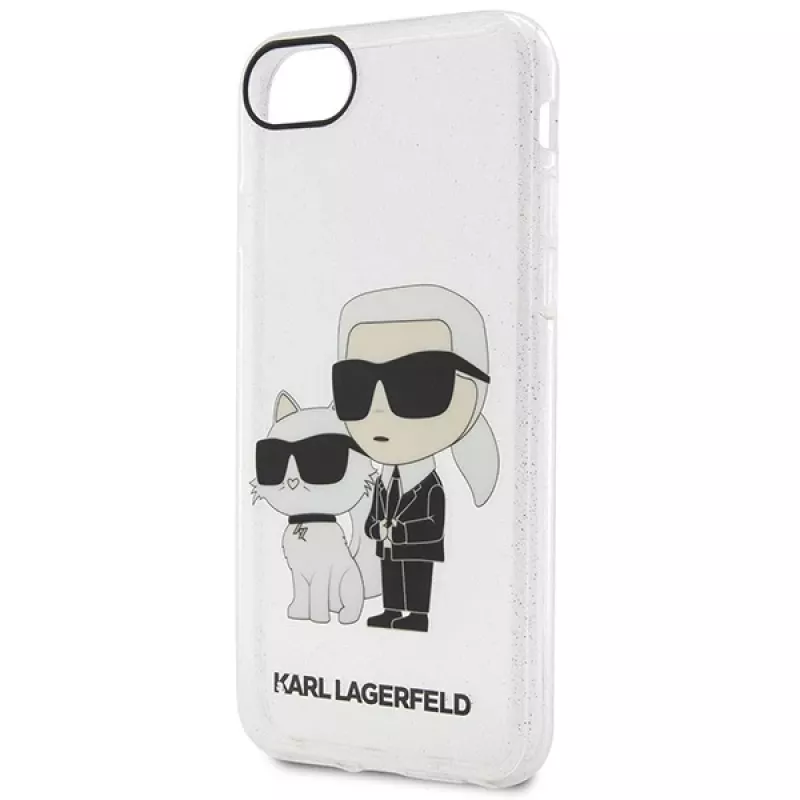 Karl Lagerfeld KLHCI8HNKCTGT Capa rígida transparente Glitter Karl & Choupette para iPhone 7/8/SE 2020 / SE 2022