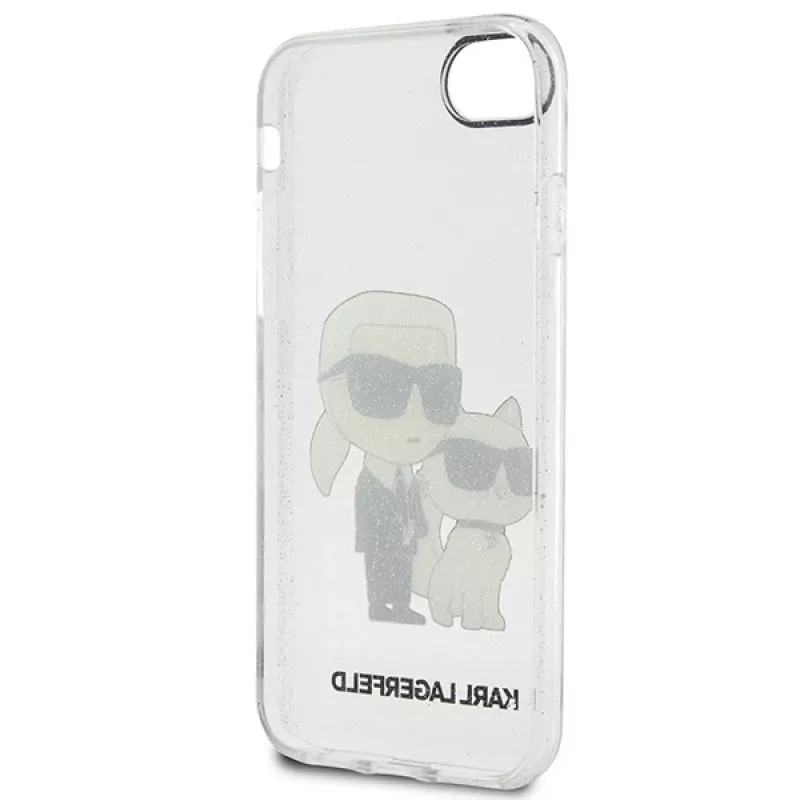 Karl Lagerfeld KLHCI8HNKCTGT Capa rígida transparente Glitter Karl & Choupette para iPhone 7/8/SE 2020 / SE 2022