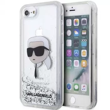 Karl Lagerfeld KLHCI8LNKHCH Capa rígida Glitter Karl Head para iPhone 7/8/SE 2020/SE 2022, prateada