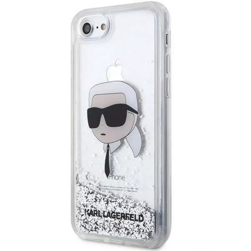 Karl Lagerfeld KLHCI8LNKHCH Capa rígida Glitter Karl Head para iPhone 7/8/SE 2020/SE 2022, prateada