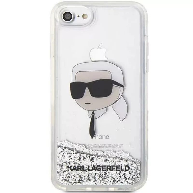 Karl Lagerfeld KLHCI8LNKHCH Capa rígida Glitter Karl Head para iPhone 7/8/SE 2020/SE 2022, prateada