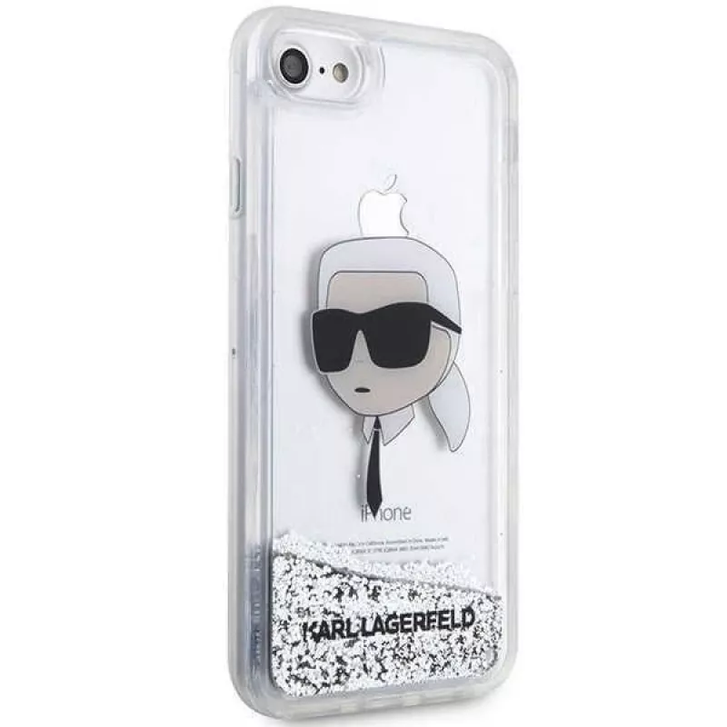 Karl Lagerfeld KLHCI8LNKHCH Capa rígida Glitter Karl Head para iPhone 7/8/SE 2020/SE 2022, prateada