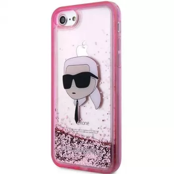 Karl Lagerfeld KLHCI8LNKHCP Capa rígida Glitter Karl Head para iPhone 7/8/SE 2020/SE 2022, rosa