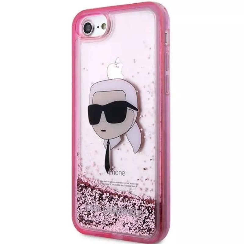 Karl Lagerfeld KLHCI8LNKHCP Capa rígida Glitter Karl Head para iPhone 7/8/SE 2020/SE 2022, rosa