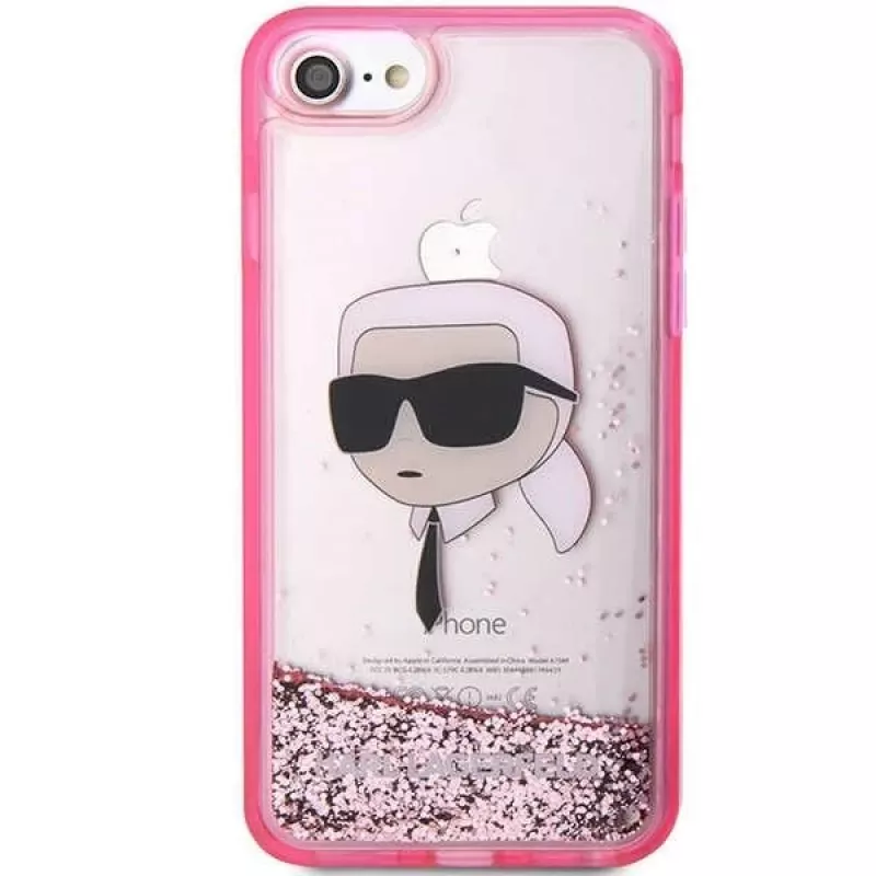 Karl Lagerfeld KLHCI8LNKHCP Capa rígida Glitter Karl Head para iPhone 7/8/SE 2020/SE 2022, rosa