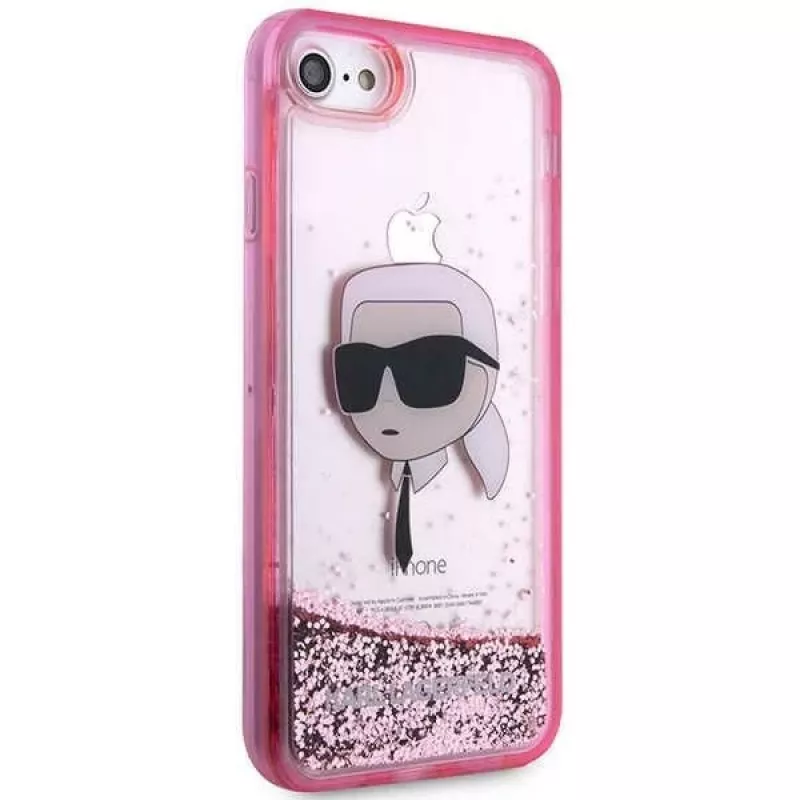 Karl Lagerfeld KLHCI8LNKHCP Capa rígida Glitter Karl Head para iPhone 7/8/SE 2020/SE 2022, rosa