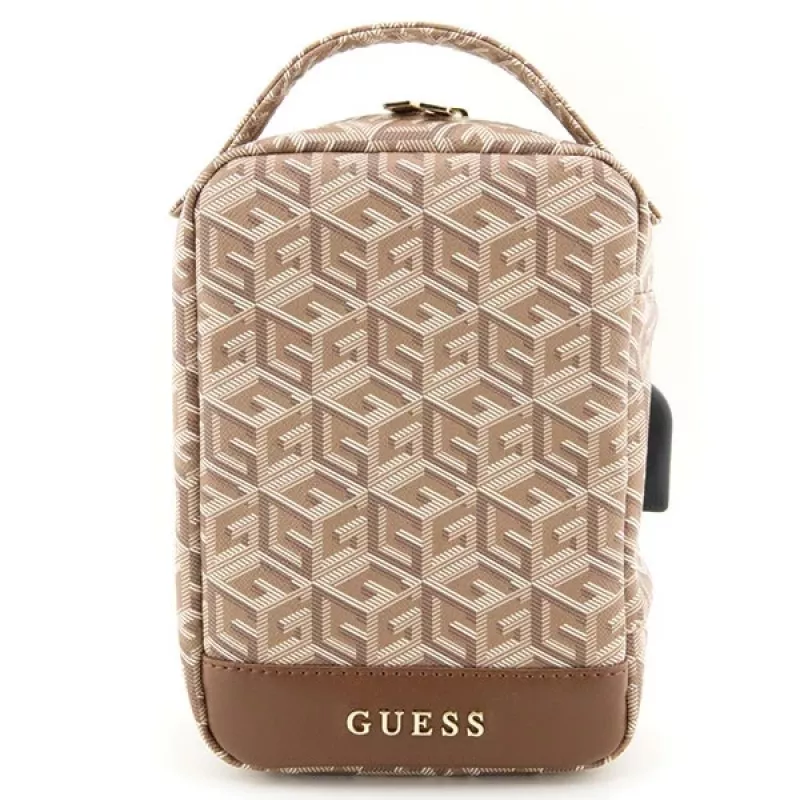 Bolsa organizadora Guess GUHBHGCFSEW castanha GCube Stripe