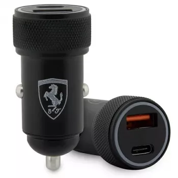 Carregador de automóvel Ferrari FECCMENK PD-QC3.0 20W Fast Charge preto