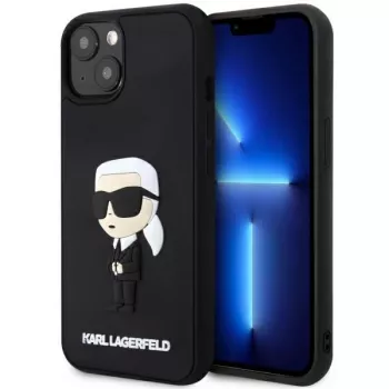 Capa rígida em borracha Karl Lagerfeld KLHCP14M3DRKINK Ikonik 3D para iPhone 14 Plus / 15 Plus 6.7 preta