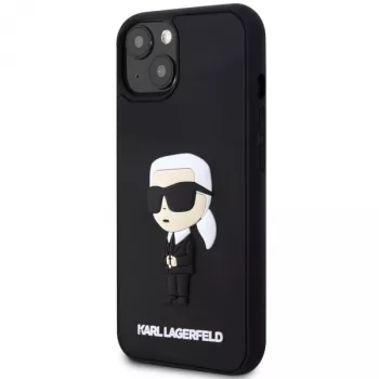 Capa rígida em borracha Karl Lagerfeld KLHCP14M3DRKINK Ikonik 3D para iPhone 14 Plus / 15 Plus 6.7 preta