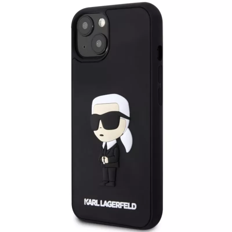 Capa rígida em borracha Karl Lagerfeld KLHCP14M3DRKINK Ikonik 3D para iPhone 14 Plus / 15 Plus 6.7 preta