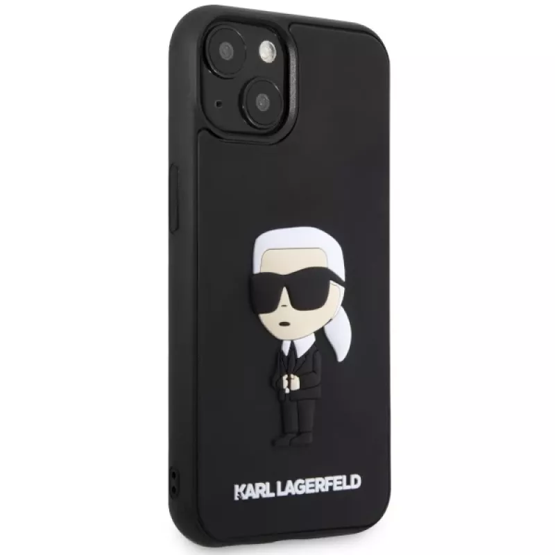 Capa rígida em borracha Karl Lagerfeld KLHCP14M3DRKINK Ikonik 3D para iPhone 14 Plus / 15 Plus 6.7 preta