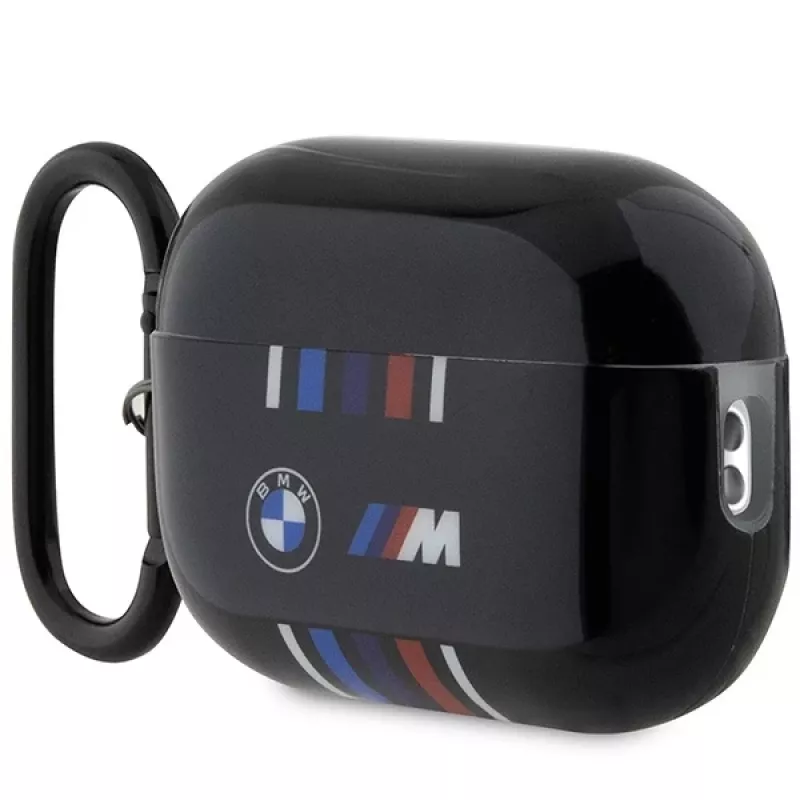 BMW capa de proteção para AirPods Pro 2.ª geração, preta, com design M-Stripe