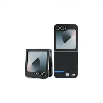 Capa rígida BMW Carbon Blue Line para Samsung Galaxy Z Flip6 / Z Flip7 FE - preta