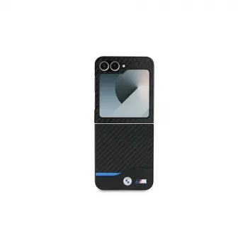Capa rígida BMW Carbon Blue Line para Samsung Galaxy Z Flip6 / Z Flip7 FE - preta