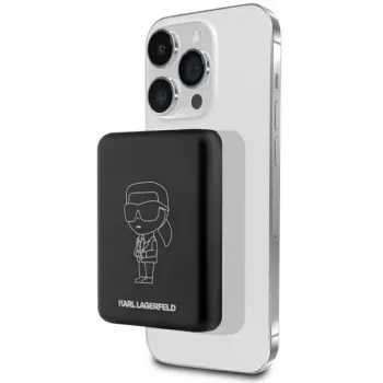 Power bank sem fios MagSafe Karl Lagerfeld Ikonik 3000mAh preto
