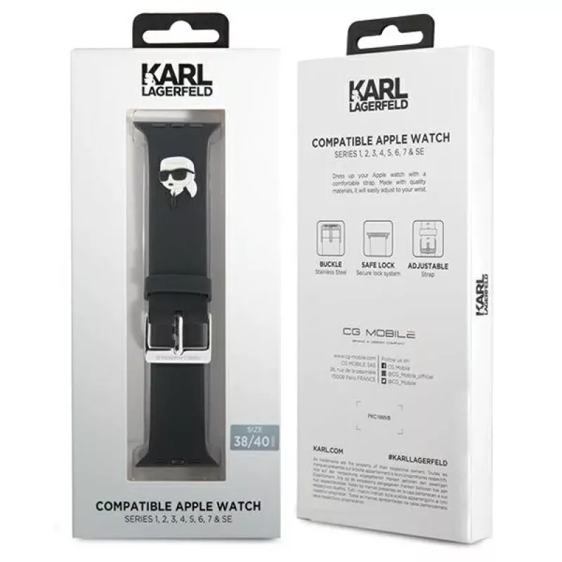 Pulseira Karl Lagerfeld 3D Rubber Karl Head para Apple Watch 38/40/41mm preta