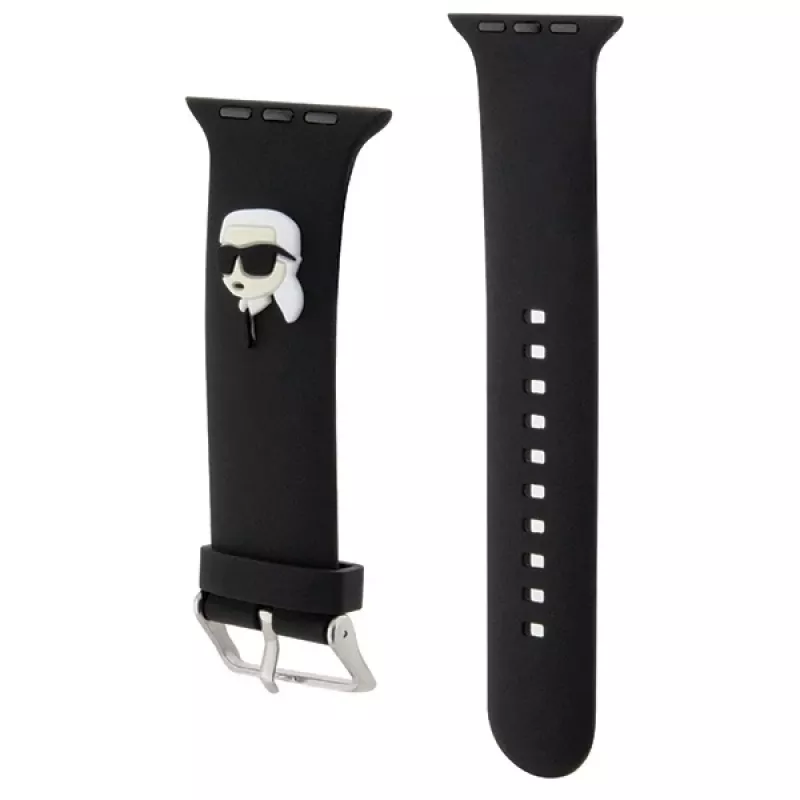 Pulseira Karl Lagerfeld 3D Rubber Karl Head para Apple Watch 42/44/45/49mm preta
