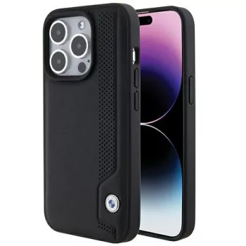 Capa rígida em pele BMW BMHCP15X22RBDK Blue Dots para iPhone 15 Pro Max 6,7