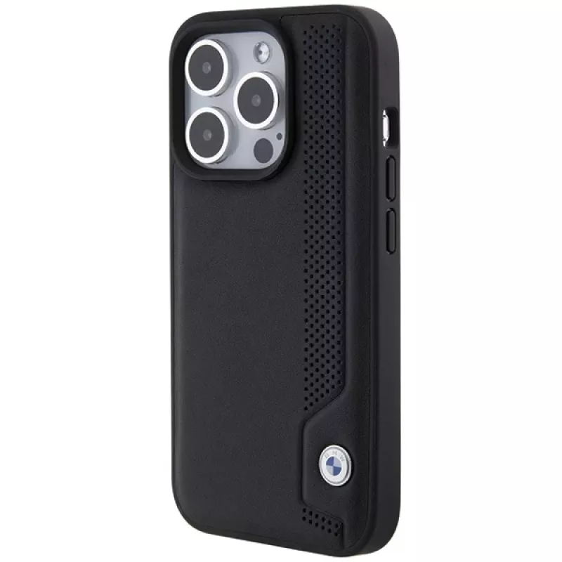Capa rígida em pele BMW BMHCP15X22RBDK Blue Dots para iPhone 15 Pro Max 6,7