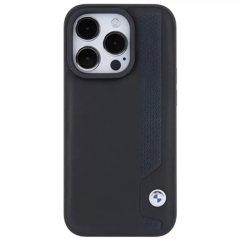 Capa rígida em pele BMW BMHCP15X22RBDK Blue Dots para iPhone 15 Pro Max 6,7