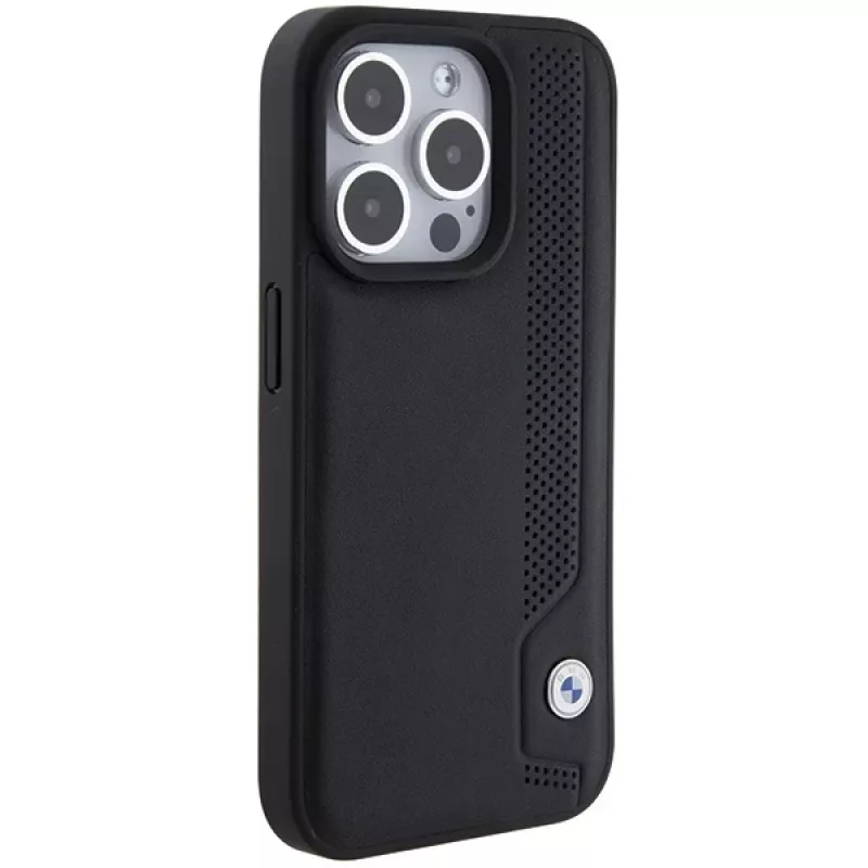 Capa rígida em pele BMW BMHCP15X22RBDK Blue Dots para iPhone 15 Pro Max 6,7