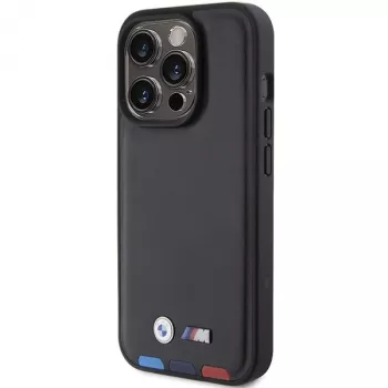 Capa BMW Leather Stamp Tricolor para iPhone 15 Pro 6,1