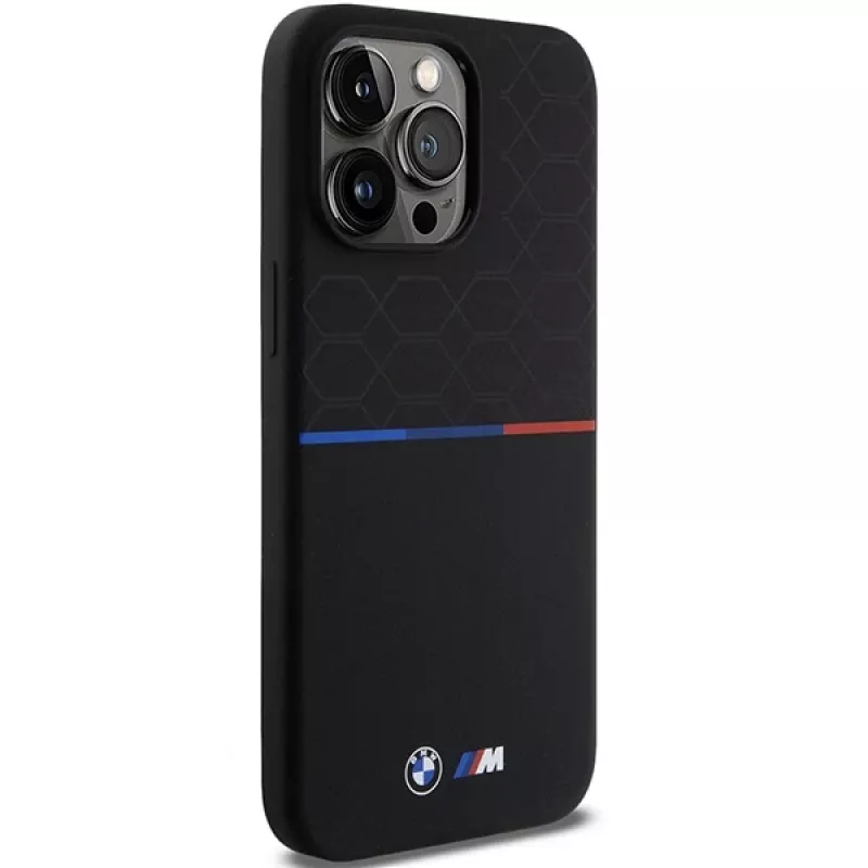 Capa rígida em silicone BMW M Pattern MagSafe para iPhone 15 Pro Max 6,7