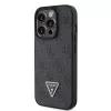 Capa em metal com strass GUESS PU 4G Triangle + alça para iPhone 15 Pro preta