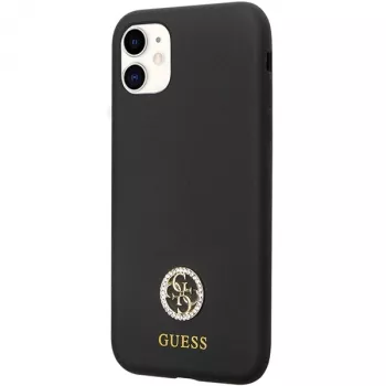 Capa rígida em silicone Guess GUHCN614DGPK com logótipo e strass 4G para Apple iPhone 11 / Xr 6,1 inch preta