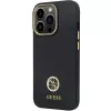 Capa rígida em silicone Guess GUHCP13LM4DGPK para iPhone 13 Pro / 13 com logótipo e strass 4G preta