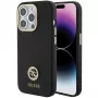 Capa rígida em silicone Guess GUHCP15LM4DGPK para iPhone 15 Pro 6.1 preta com logótipo e strass 4G