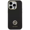 Capa rígida em silicone Guess GUHCP15LM4DGPK para iPhone 15 Pro 6.1 preta com logótipo e strass 4G