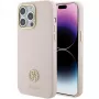 Capa rígida em silicone Guess GUHCP15XM4DGPP para iPhone 15 Pro Max 6,7 inch rosa com logótipo em strass 4G