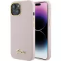 Capa rígida em silicone Guess GUHCP15SSMBSLP com logótipo e moldura em metal Script para Apple iPhone 15 / 14 / 13 6,1