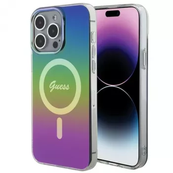 Capa MagSafe Guess IML Iridescent para iPhone 15 Pro Max (colorida)