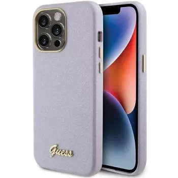Capa rígida Guess GUHCP15LPGMCSL Glitter Glossy Script para iPhone 15 Pro 6,1 inch lilás