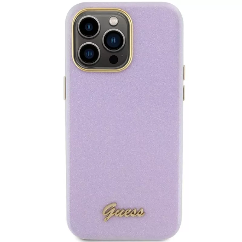 Capa rígida Guess GUHCP15LPGMCSL Glitter Glossy Script para iPhone 15 Pro 6,1