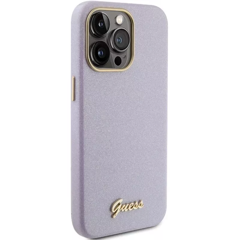 Capa rígida Guess GUHCP15LPGMCSL Glitter Glossy Script para iPhone 15 Pro 6,1