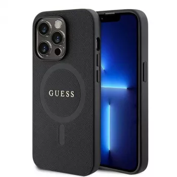 Capa GUESS Saffiano PU MagSafe para iPhone 15 Pro preta