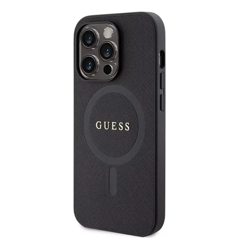 Capa GUESS Saffiano PU MagSafe para iPhone 15 Pro preta