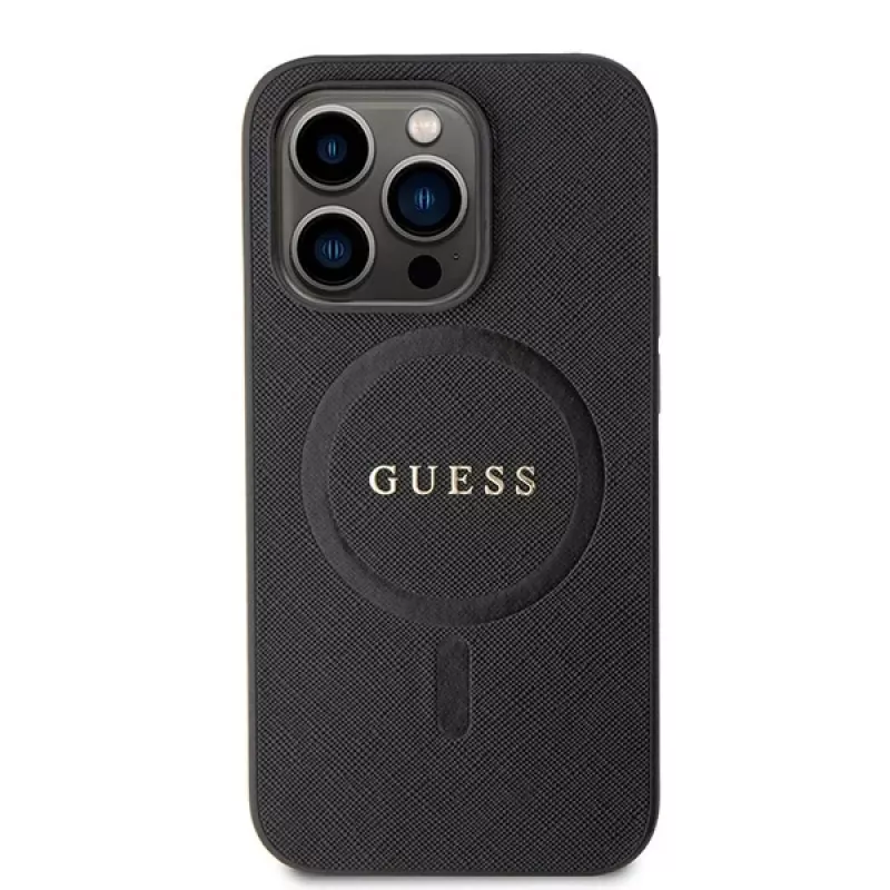 Capa GUESS Saffiano PU MagSafe para iPhone 15 Pro preta